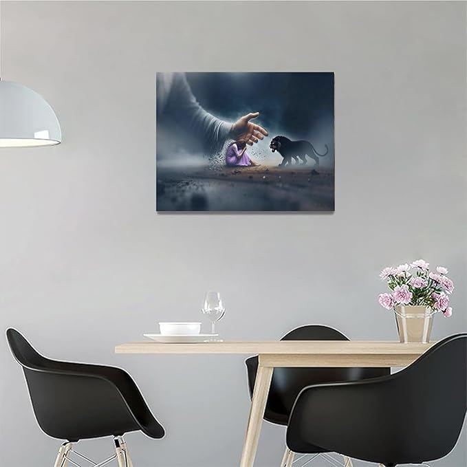 Christian Wall Art Print, Religious Scripture Biblical Decor, Faith-Based Inspirational Landscape with Cross, Digital Printed Canvas Poster for Church, Home Chapel, Prayer Room Decor