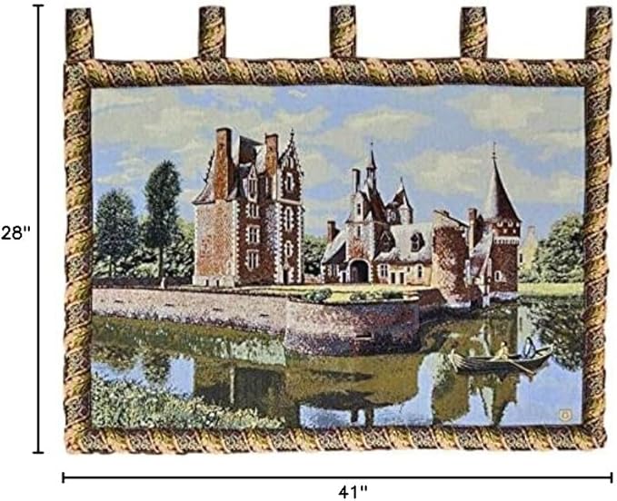 Tache Victorian Style Chateau du Moulin Woven Tapestry Wall Hanging 28 x 41 inch Fine Art Home Decor with Hanging Loops