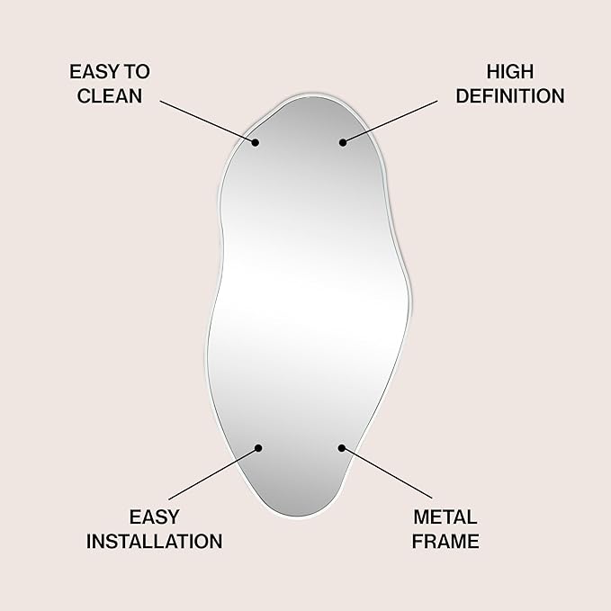 JONATHAN Y MIR200A Everly 20 in. W x 42 in. H Large Irregular Framed Decorative Wall Mirror, for Bathroom, Living Room, Bedroom, White