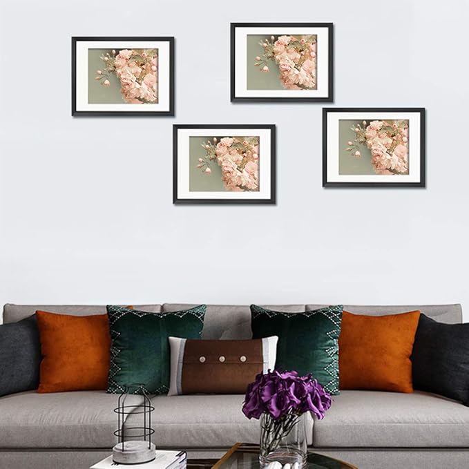 Giftgarden Black 16x20 Picture Frames, Matted to Display 11x17 Picture with Mat or 16 x 20 Artwork without Mat, Set of 4