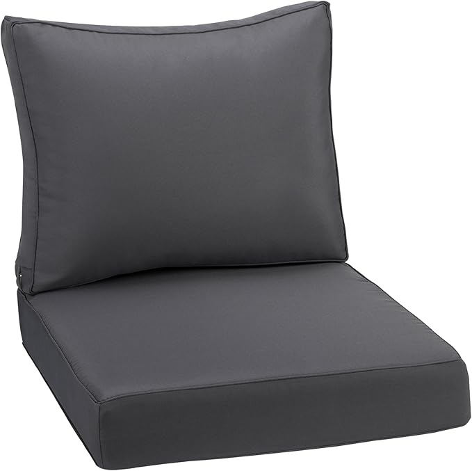 Outdoor Deep Seating Cushion Set, 24" x 24", Waterproof & Fade Resistant Patio Furniture Cushions with Handle, Deep Seat and Back Cushion for Chair and Sofa (1, Grey)