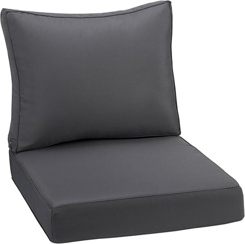 Outdoor Deep Seating Cushion Set, 24" x 24", Waterproof & Fade Resistant Patio Furniture Cushions with Handle, Deep Seat and Back Cushion for Chair and Sofa (1, Grey)