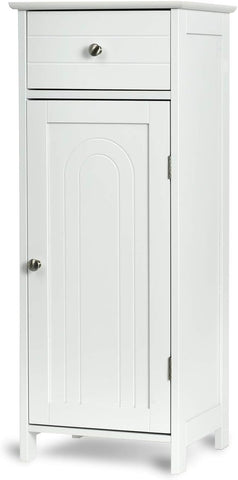 GLACER Floor Storage Cabinet, Multifunctional Bathroom Storage Cabinet with 2 Adjustable Shelves, Ideal for Bathroom, Living Room, 14 x 12 x 34.5 inches (White)