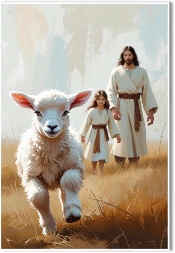 Christian Wall Art Print, Religious Scripture Biblical Decor, Faith-Based Inspirational Landscape with Cross, Digital Printed Canvas Poster for Church, Home Chapel, Prayer Room Decor