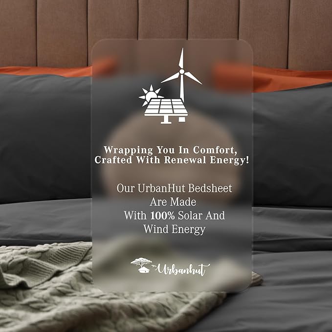 URBANHUT 700 Thread Count Egyptian Cotton Sheets Queen Size, 4Pc Sheet Set Soft Luxury Bed Sheets for Queen Size Bed, Sateen Weave Hotel Sheets, 16'' Elasticized Deep Pocket - Dark Grey