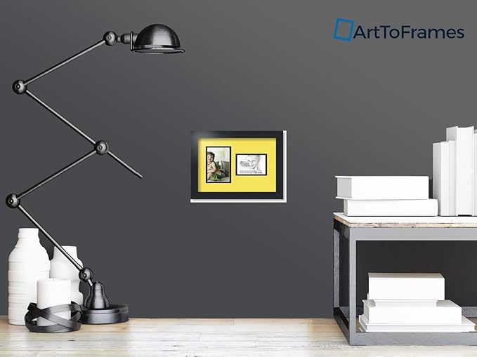 ArtToFrames Collage Photo Frame Double Mat with 1 - 3.5x5^ 4x6 Openings and Satin Black Frame