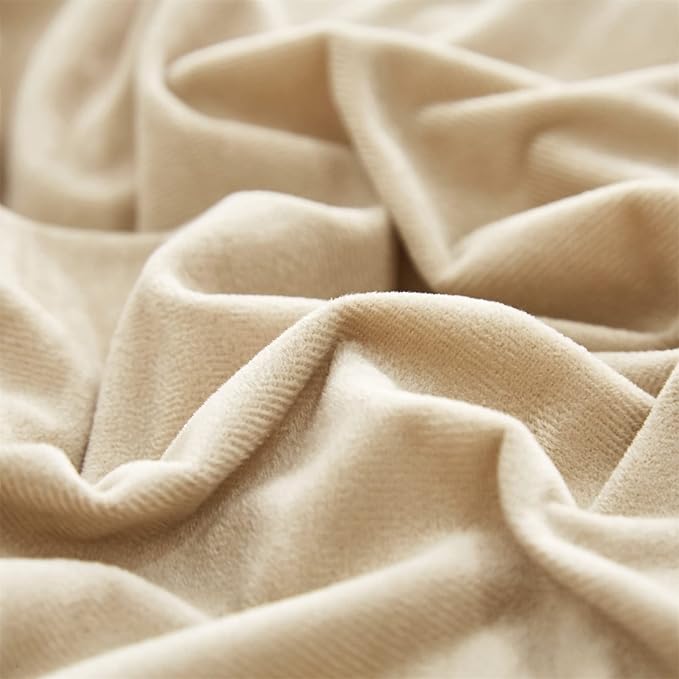Luxlovery Cream Coffee Velvet Comforter Queen Khaki Flannel Bedding Minimalist Bedding Solid Dark Champagne Blanket Quilts Heavyweight Winter Taupe Color