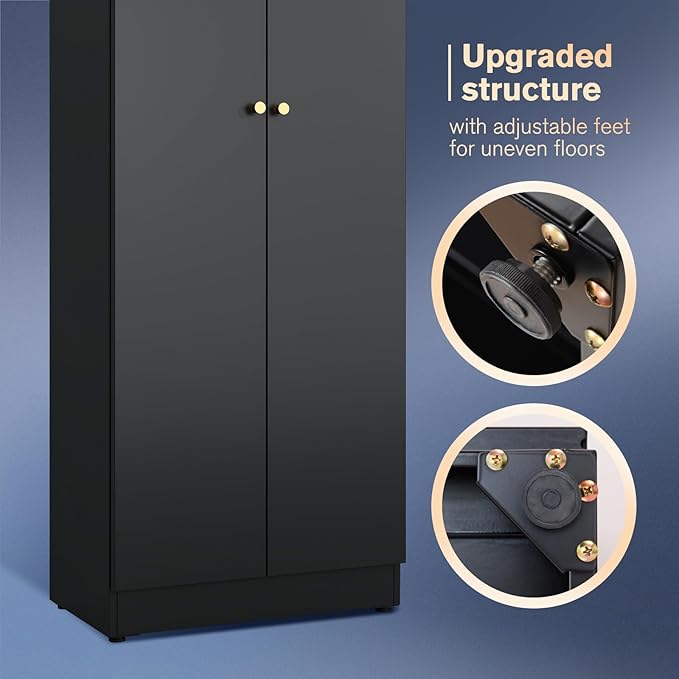 Garage Storage Cabinets with Metal Door and 4 Adjustable Shelves, 71" H Tool Cabinets with Adjustable Feets for Pantry Cabinet,Office,Warehouse Organisieren, Required-Assembly