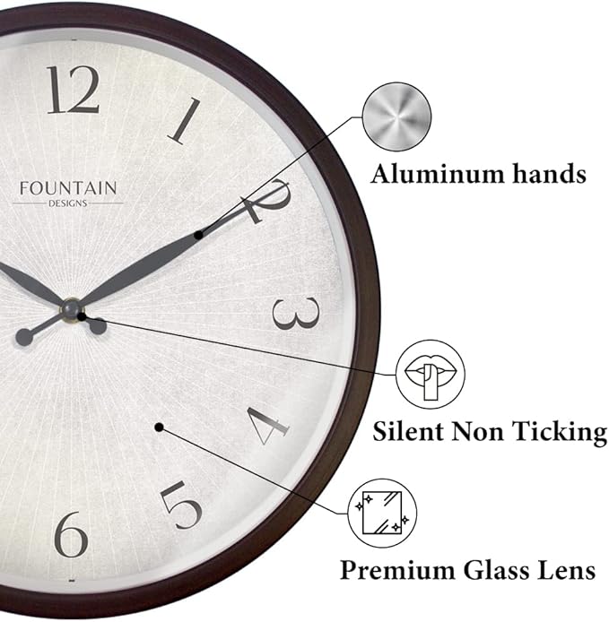 Modern Farmhouse Clock, No Ticking Silent Clock, Modern and Vintage (Oil Rubbed Bronze, 12 inch)