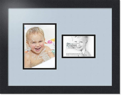 ArtToFrames Collage Photo Frame Double Mat with 1 - 3.5x5^ 5x7 Openings and Satin Black Frame