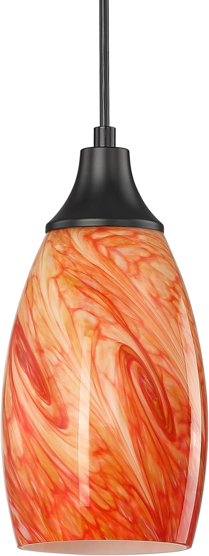 mini Pendant Lights for Kitchen Island Pendant Replacement Art Glass Shades with Black Adjustable Cord Glass Pendant Lighting for Kitchen Counter,Hallway,Dining Room,Bathroom