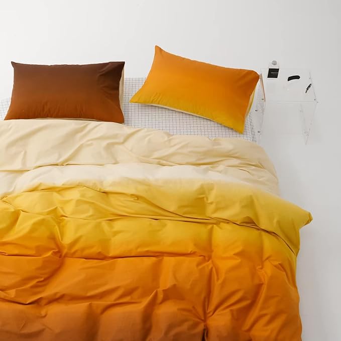 Luxlovery Gradient Orange Comforter Cal King Orange and Brown Bedding Comforter California King Abstract Ink Color Bedding Set Soft Colorful Blanket Quilts Comforter Set Plus Size