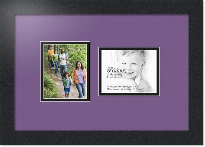 ArtToFrames Collage Photo Frame Double Mat with 2 - 4x5 Openings and Satin Black Frame