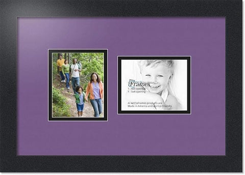 ArtToFrames Collage Photo Frame Double Mat with 2 - 4x5 Openings and Satin Black Frame