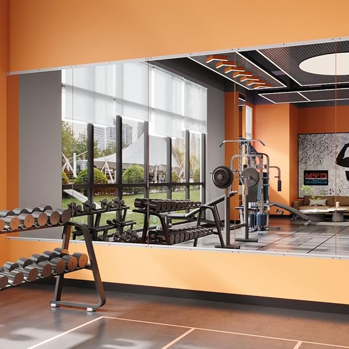 ROOMTEC Workout Mirrors for Home Gym 60"x48"-2 PCS, Large Wall Mirror Full Length for Fitness, Yoga, Big Wall Mounted Frameless Glass Mirror for Garage, Dance Studio, Bedroom