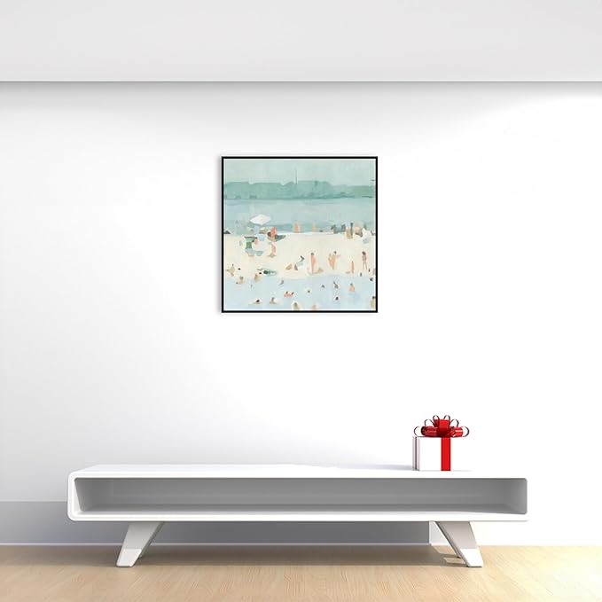 Amanti Art Framed Canvas Wall Art 30x30 Sea Glass Sandbar I by Emma Scarvey, Framed Wall Art Canvas, Abstract Artwork, Modern Decor, Large Poster Painting for Living Room, Bedroom, Bathroom, Kitchen,