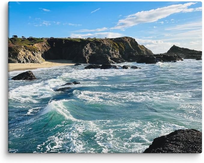 Bodega Bay Canvas Wall Art – Coastal Ocean Photography Print – California Nature Landscape Decor – Seascape Picture for Living Room or Bedroom (11x14 inches) Wrapped Canvas