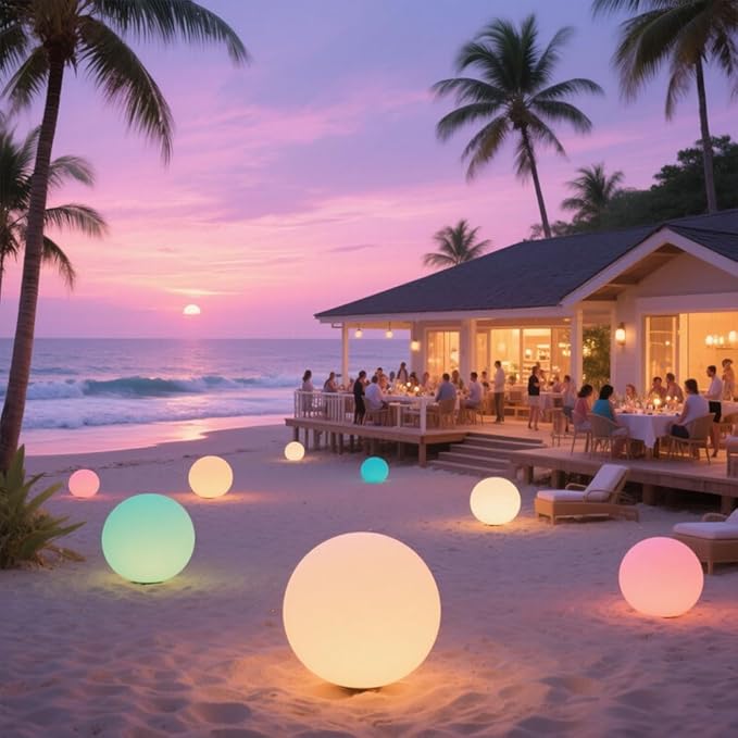 16 In Cordless LED Glowing Ball Light, LED Globe Orb Night Light w/Remote,16RGB Color Changing Waterproof Light Up Ball Rechargeable Indoor/Outdoor Mood Lamp for Nursery Garden Patio Party Bar Decor.