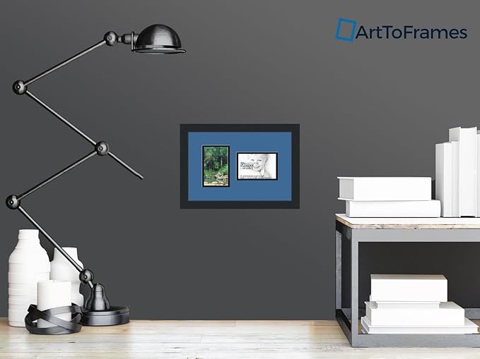 ArtToFrames Collage Photo Frame Double Mat with 2-4x6 Openings and Satin Black Frame