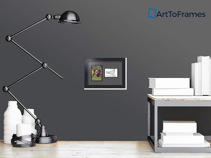 ArtToFrames Collage Photo Frame Double Mat with 1 - 3.5x5, 4x6 Openings and Satin Black Frame