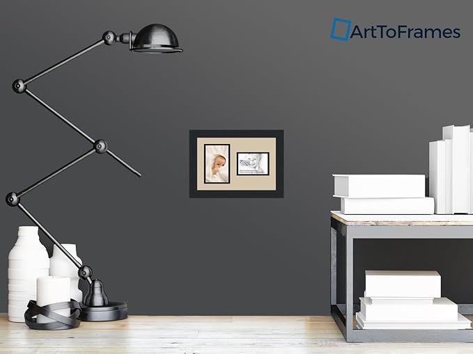 ArtToFrames Collage Photo Frame Double Mat with 1-3.5x5, 4x6 Openings and Satin Black Frame