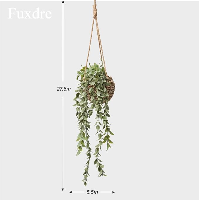 3 Pack Mini Artificial Hanging Greenary Fake Hanging Plants in Basket for Wall Living Room Decor Bathroom Shelf Home Indoor