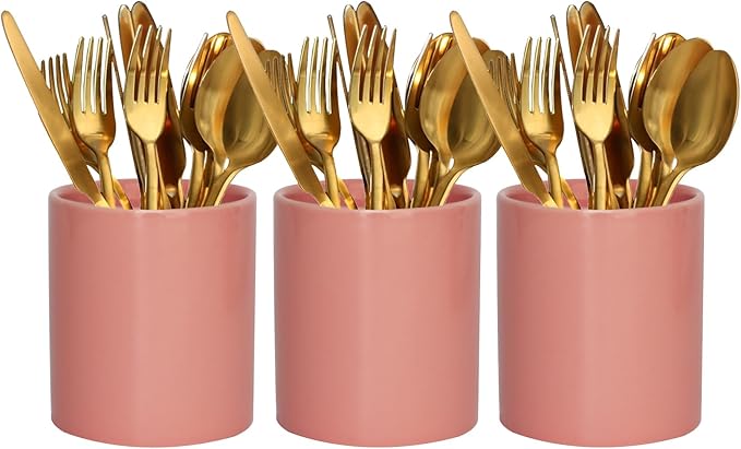 Pink Utensils Holder Caddy Cutlery Holder Silverware Organizer Elegant white Porcelain, Spoon Holder for Party Tableware Holder for Kitchen Table, Cabinet