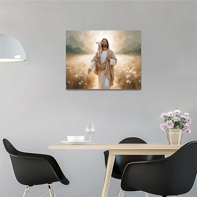 Christian Wall Art Print, Religious Scripture Biblical Decor, Faith-Based Inspirational Landscape with Cross, Digital Printed Canvas Poster for Church, Home Chapel, Prayer Room Decor