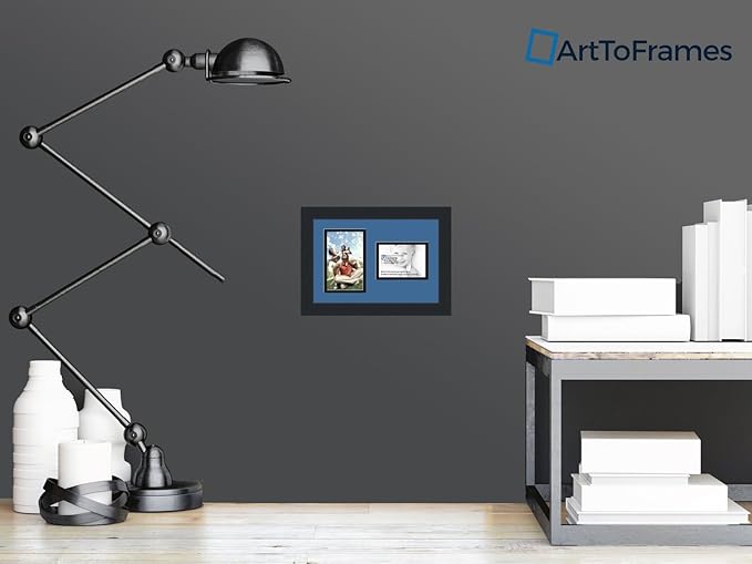 ArtToFrames Collage Photo Frame Double Mat with 1-3.5x5, 4x6 Openings and Satin Black Frame