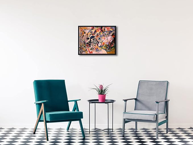 Wieco Art Framed Canvas Wall Art Composition VII, 1913 by Wassily Kandinsky Classic Abstract Famous Paintings Reproductions Canvas Wall Art for Home Decoration