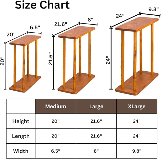 Rectangular Solid Wood Narrow Side Table, Skinny Bedside Table, Small End Table (Chestnut, X-Large)