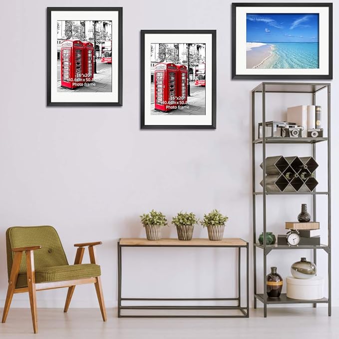 Giftgarden Black 18x24 Frame Matted to Display 16x20 Picture with Mat or 18 x 24 Poster without Mat, Set of 4