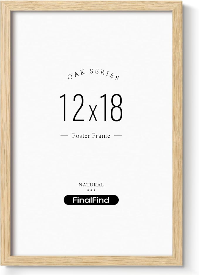 12x18 Frame, Natural Solid Oak Wood 12x18 Poster Frame, Lightweight for Wall Mounting(Single, Oak)