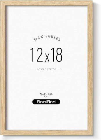 12x18 Frame, Natural Solid Oak Wood 12x18 Poster Frame, Lightweight for Wall Mounting(Single, Oak)