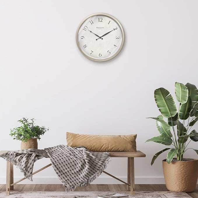 Modern Farmhouse Clock, No Ticking Silent Clock, Modern and Vintage (Morning Silver, 12 inch)