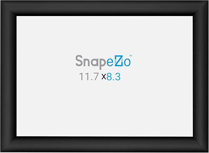 SnapeZo 8.3 x 11.7 (A4 Euro Size) Black Poster Frame, Front-Loading, Wall Mount, Aluminum 1" Profile, Sleek Series