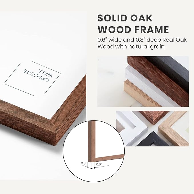 Opposite Wall - 12x12 in - Dark Solid Oak Wood Picture Frame - Lightweight, Versatile & Shatterproof - Wall Hanging Poster or Photo Frame - Wall Decor for Office, Gallery & Home