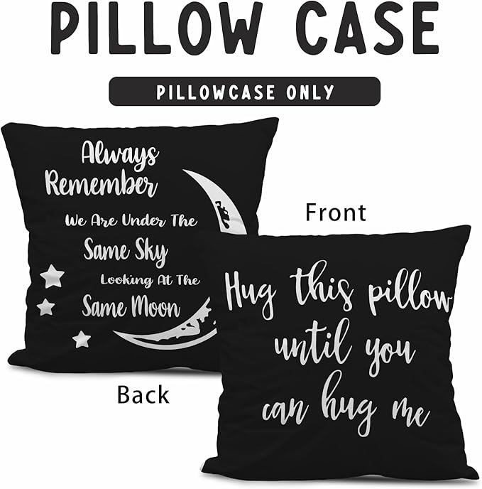 Sufamb Hug This Pillow Until You Can Hug Me Reversible Decor Throw Pillow Case Decor for Home Bedroom, 20'' x 20'' Black Pillow case,Gift Wife,Husband,Wedding Anniversary,Long Distance Relationship