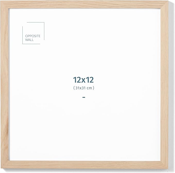 Opposite Wall - 12x12 in - Natural Solid Oak Wood Picture Frame - Lightweight, Versatile & Shatterproof - Wall Hanging Poster or Photo Frame - Wall Decor for Office, Gallery & Home