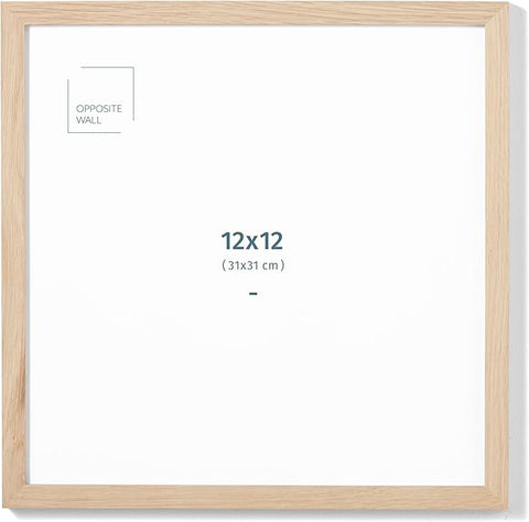 Opposite Wall - 12x12 in - Natural Solid Oak Wood Picture Frame - Lightweight, Versatile & Shatterproof - Wall Hanging Poster or Photo Frame - Wall Decor for Office, Gallery & Home