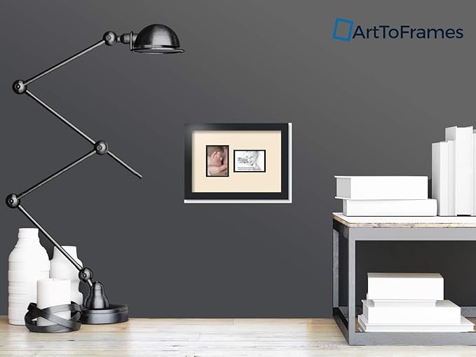 ArtToFrames Double-Multimat-751-825/89-FRBW26079 Collage Photo Frame Double Mat with 2-3.5x5 Openings and Satin Black Frame