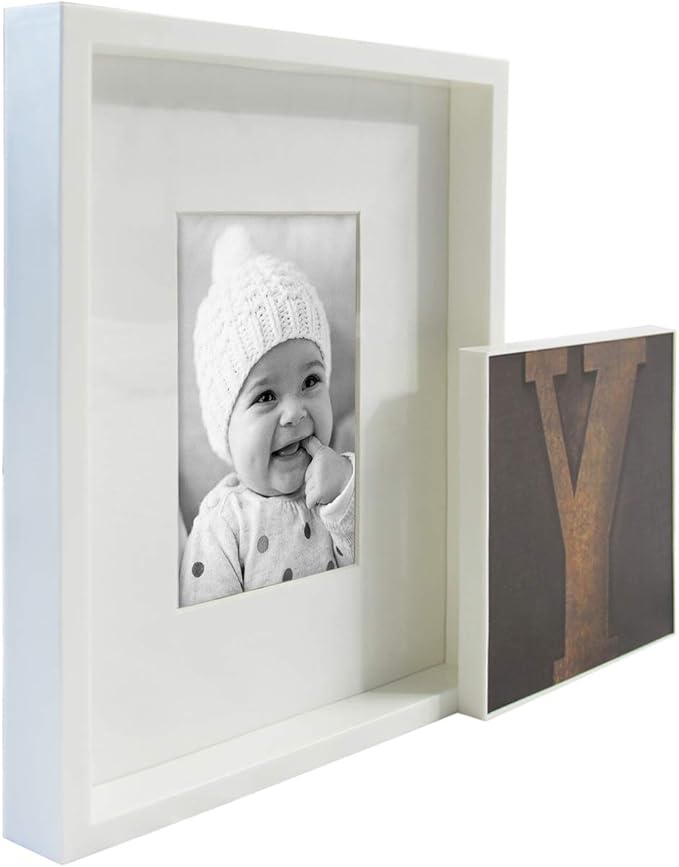 J.M.Deco Luxury Photo Frame 4 Slots Reunion Family Slogan Picture Frame with Glass Cover Selfie Gallery Collage Wall Hanging for 6x4 Photo, White & Brown Gold