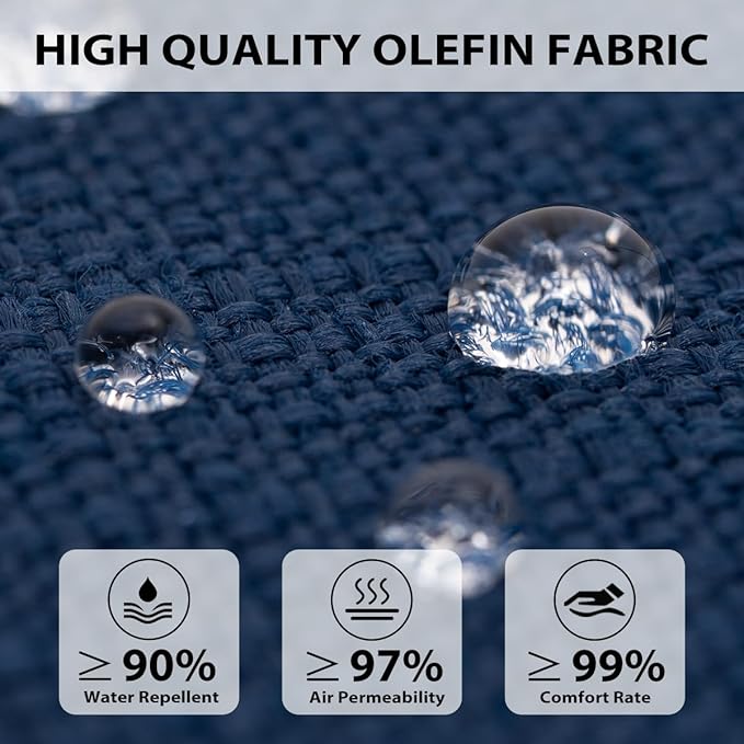 Sundale Outdoor Olefin Deep Seat Cushion, Patio Chair Cushion and Pillow, Water-Resistant Sectional Sofa Pad with Straps Dark Blue, 23 x 26 x 4 Inches