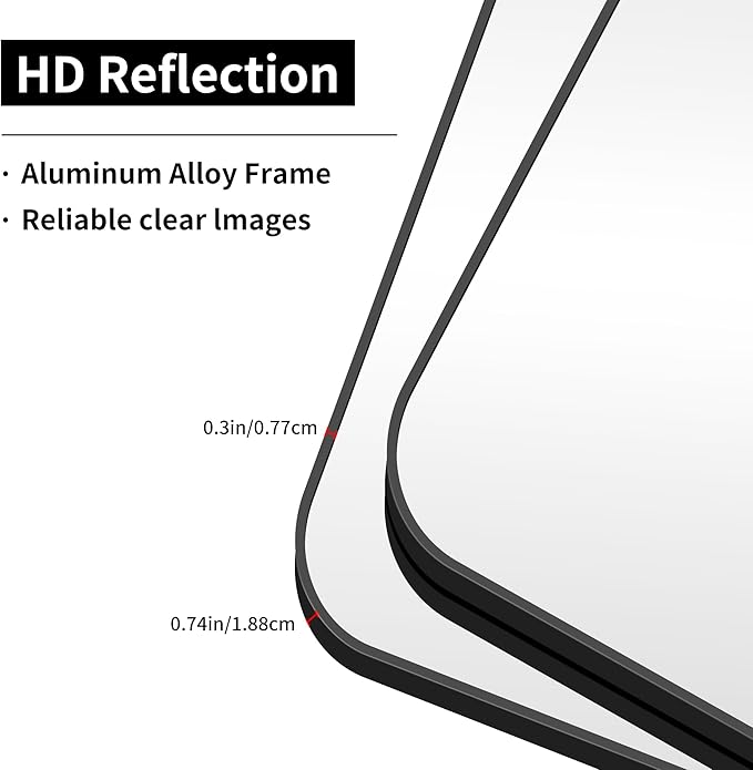 Large Bathroom Mirror 72x36 inch, Black Rectangle Mirrors with Metal Frame, Rounded Corner Rectangular Mirror for Bathroom, Oversized Wall Mounted Mirror for Over Sinks Living Room Bedroom