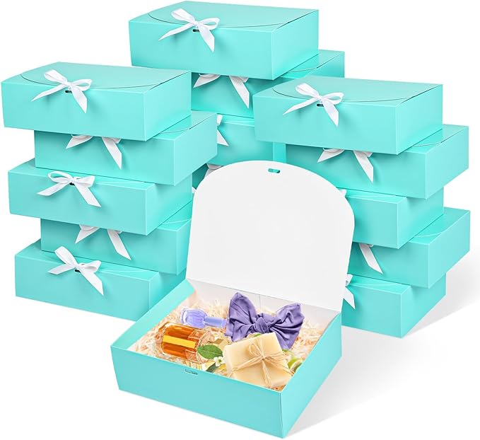 12Pack Blue Gift Boxes with Lids, 129.83.1 Inch Groomsmen Proposal Box, Luxury Blue Gift Box with Ribbon for Wedding, Birthday, Party, Christmas, Bridesmaid, Graduation