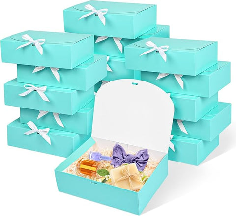 12Pack Blue Gift Boxes with Lids, 129.83.1 Inch Groomsmen Proposal Box, Luxury Blue Gift Box with Ribbon for Wedding, Birthday, Party, Christmas, Bridesmaid, Graduation