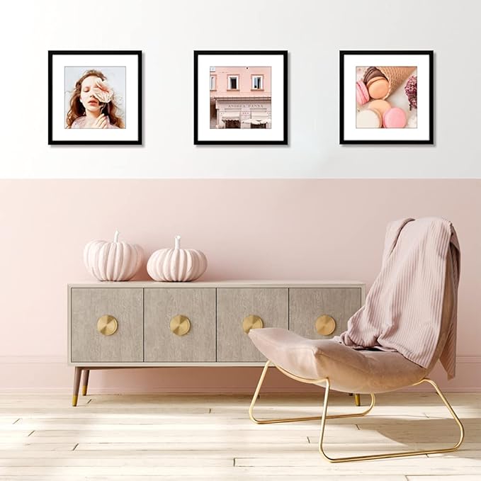 THREELOVE 16x16 Frame Black, Display Picture 12x12 with mat or 16x16 Without mat, Photo Poster Picture Frame Wall Mounting Home Decor, 1-PCS