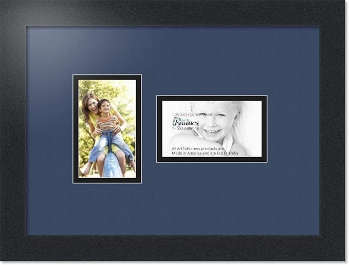 ArtToFrames Double-Multimat-774-837/89-FRBW26079 Collage Photo Frame Double Mat with 2-3x5 Openings and Satin Black Frame