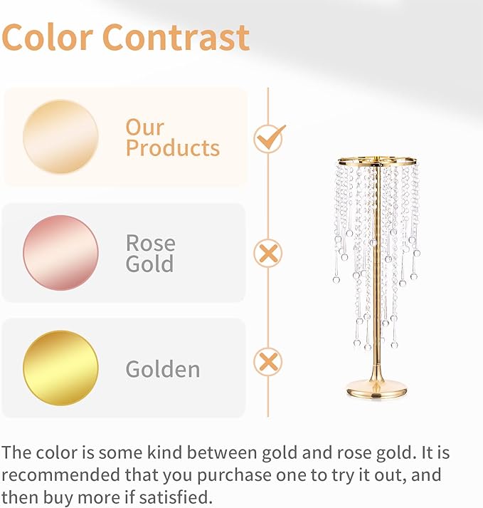 NUPTIO Gold Vases for Centerpieces Wedding - 10 Pcs 21.7in Tall Gold Vase Wedding Centerpieces for Tables Gold Centerpieces for Table - Flower Stand Bulk Table Centerpieces for Weddings Chandelier