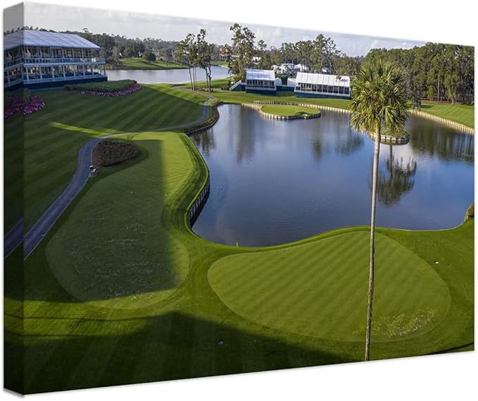 Florida Golf Course Wall Art for Living Room Bedroom Bathroom Home Decorations Golf Wall Decor Paintings TPC Sawgrass Golf Course Picture Poster Canvas Prints Framed Ready to Hang(24''H x 36''W)